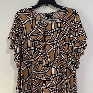 Liz Claiborne Brown and Black Patterned Blouse, Size XXL